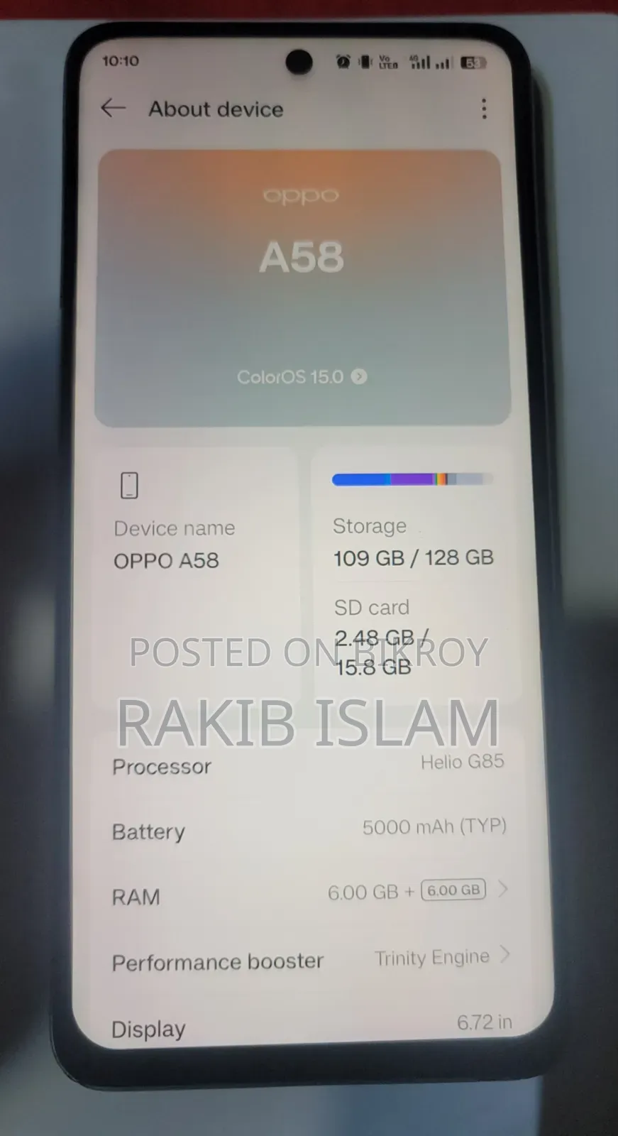 Oppo A58 4G 128 GB Graphite