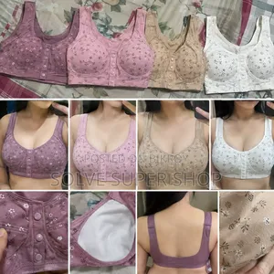 Printed Comfortable Ladies Bra - Front Button Design Cotton 4 Colors