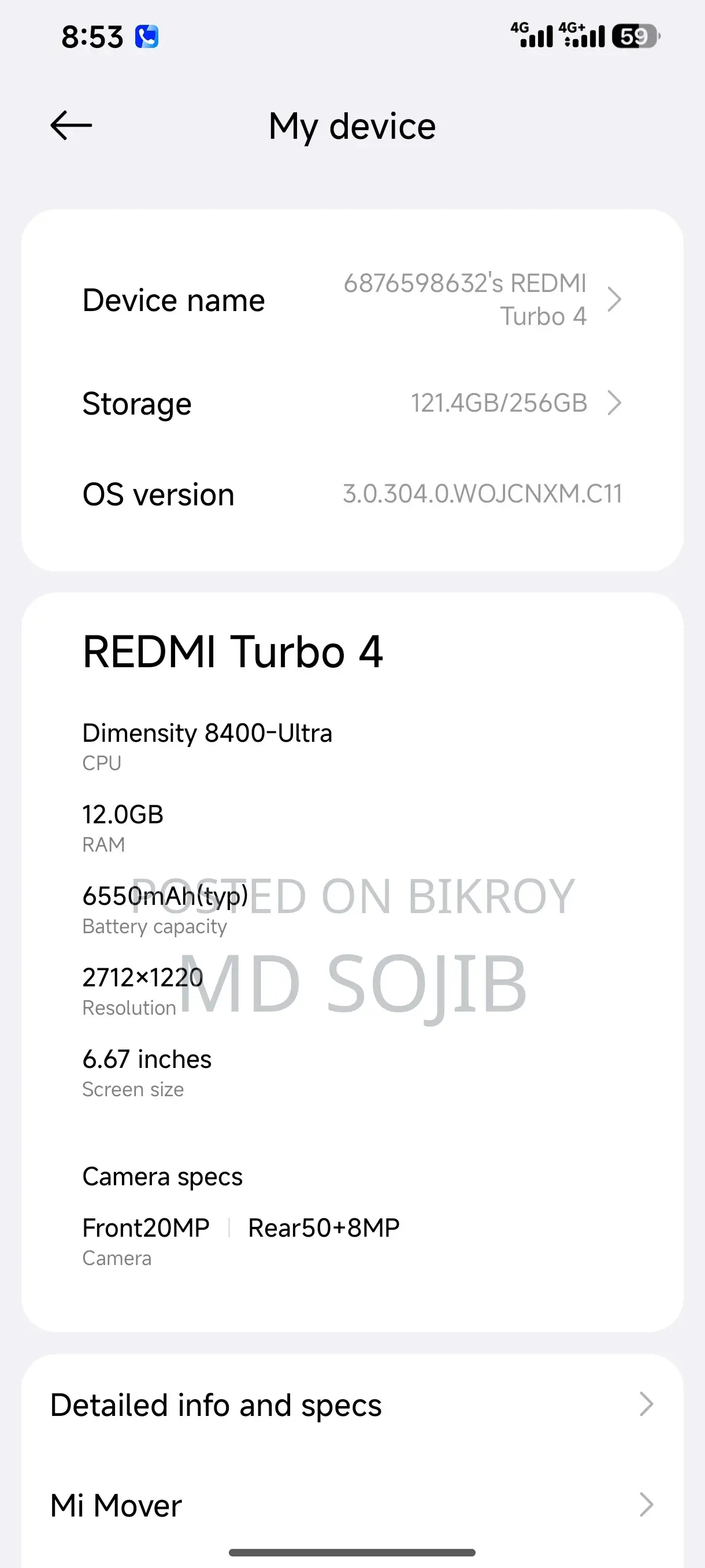 Xiaomi Redmi Turbo 4 256 GB White