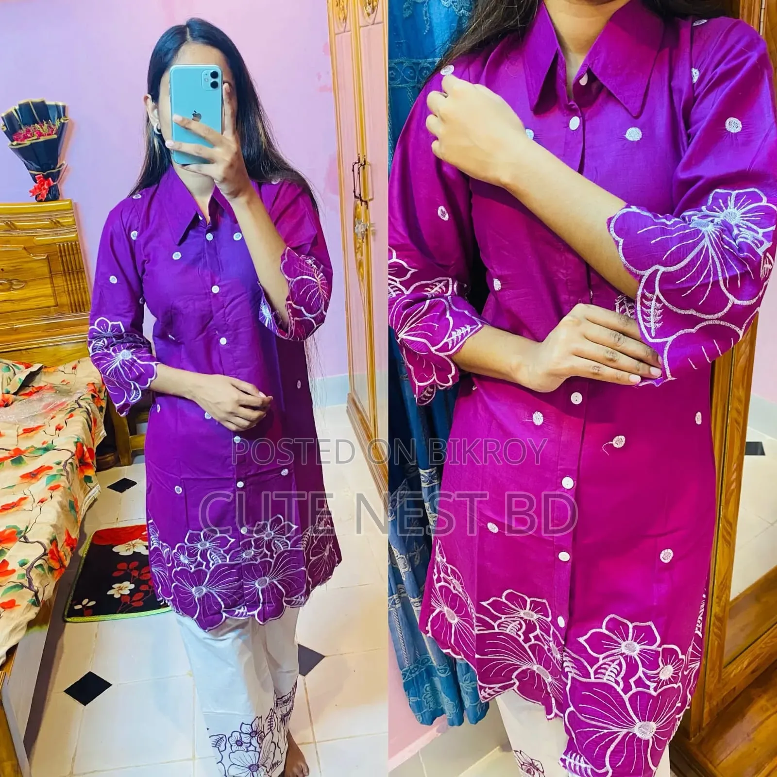 Women's Stylish Embroidery Two Piece Co-Ord Set