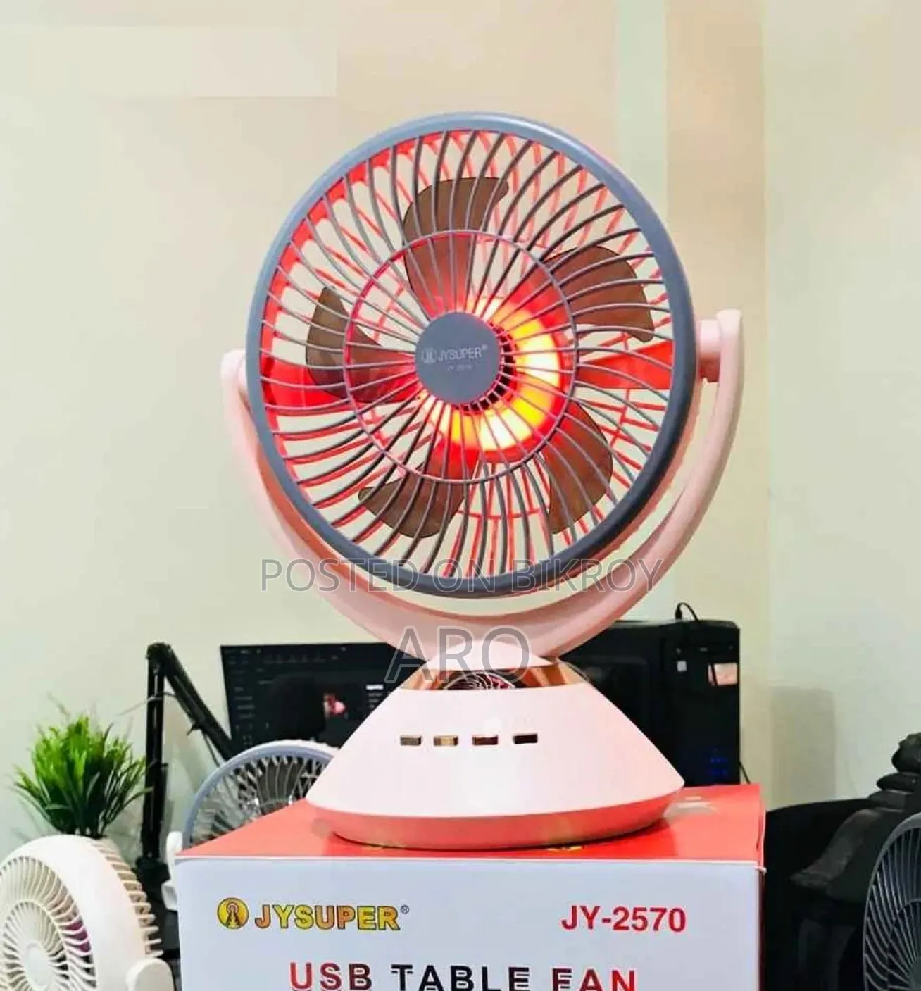 Joy Super JY-2570 Professional 6 Battery Rechargeable Fan Table Fan