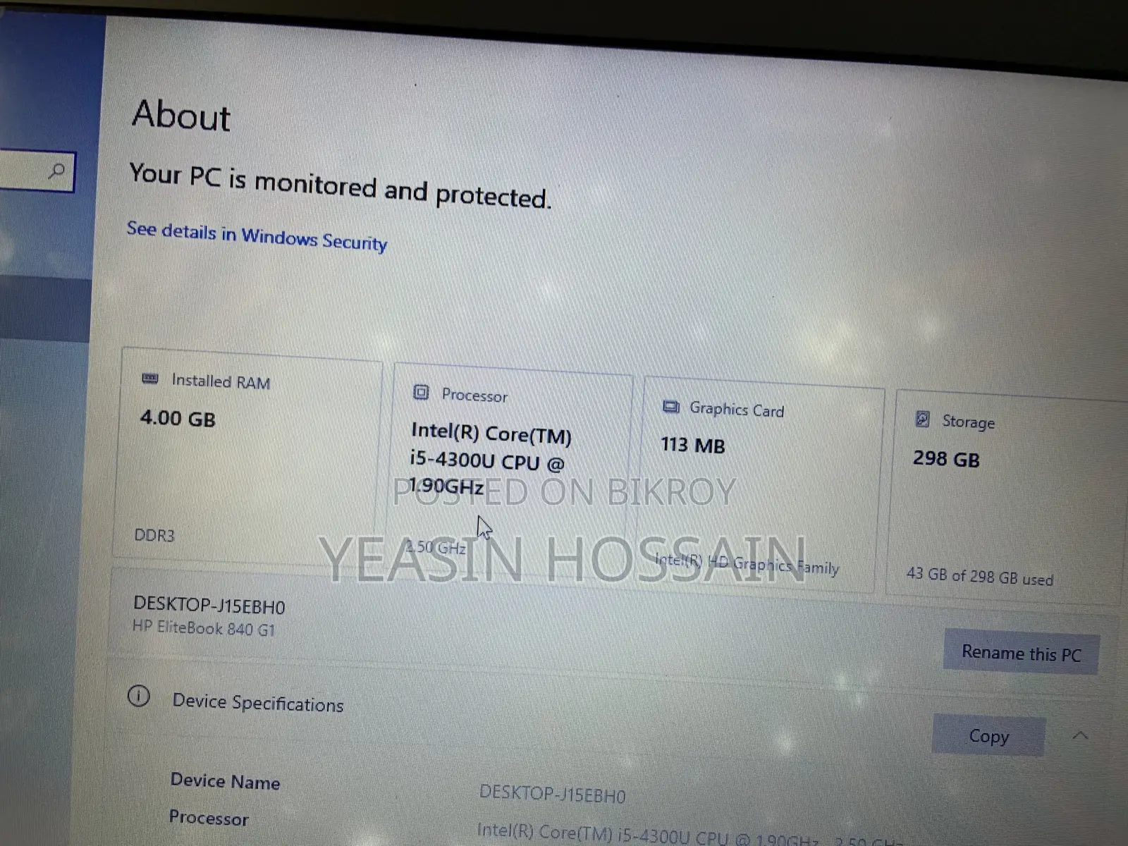 Laptop HP EliteBook 840 G6 4GB Intel Core i5 HDD 500GB