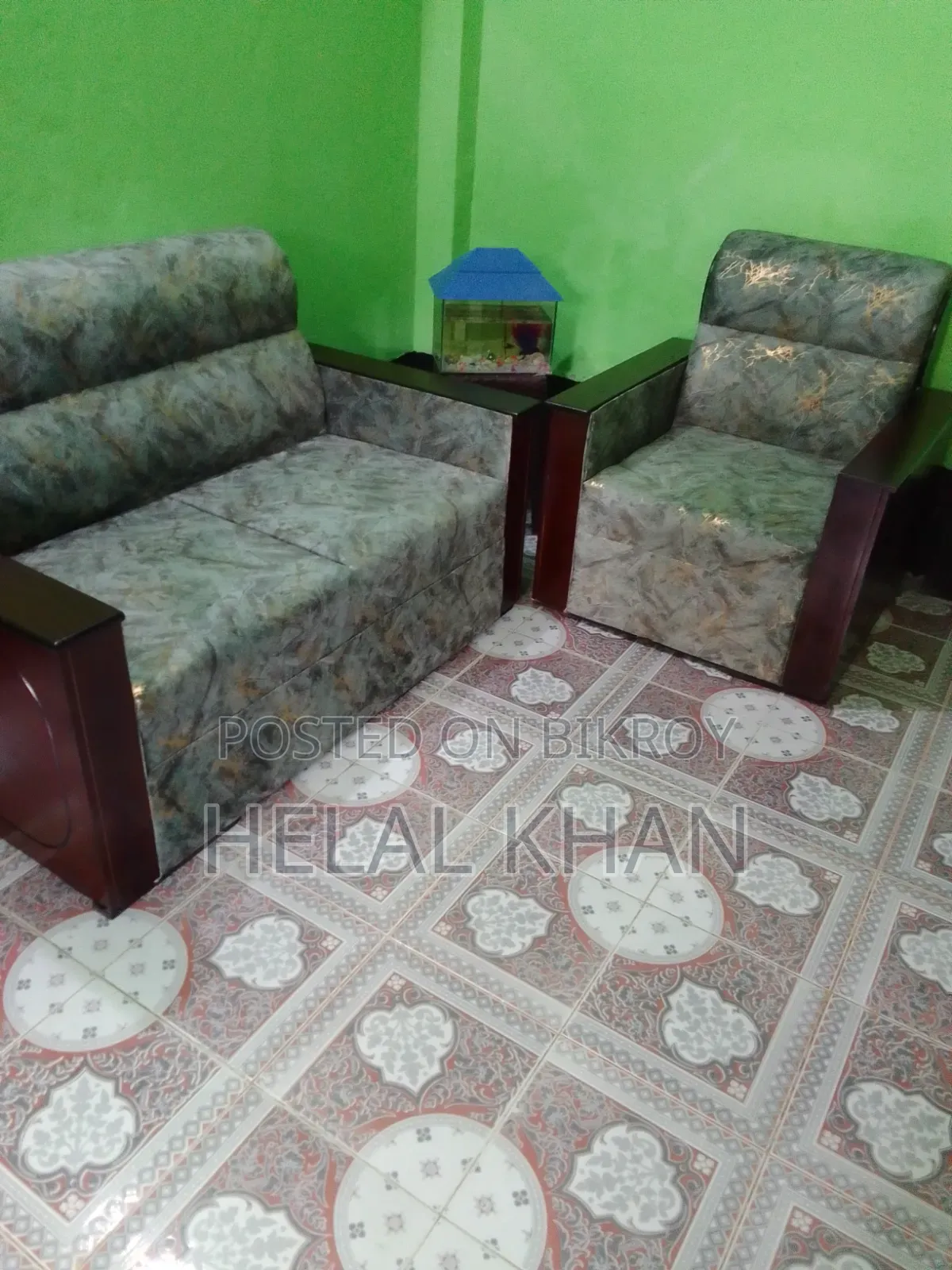 Malaysian Wood Three-Seater Sofa