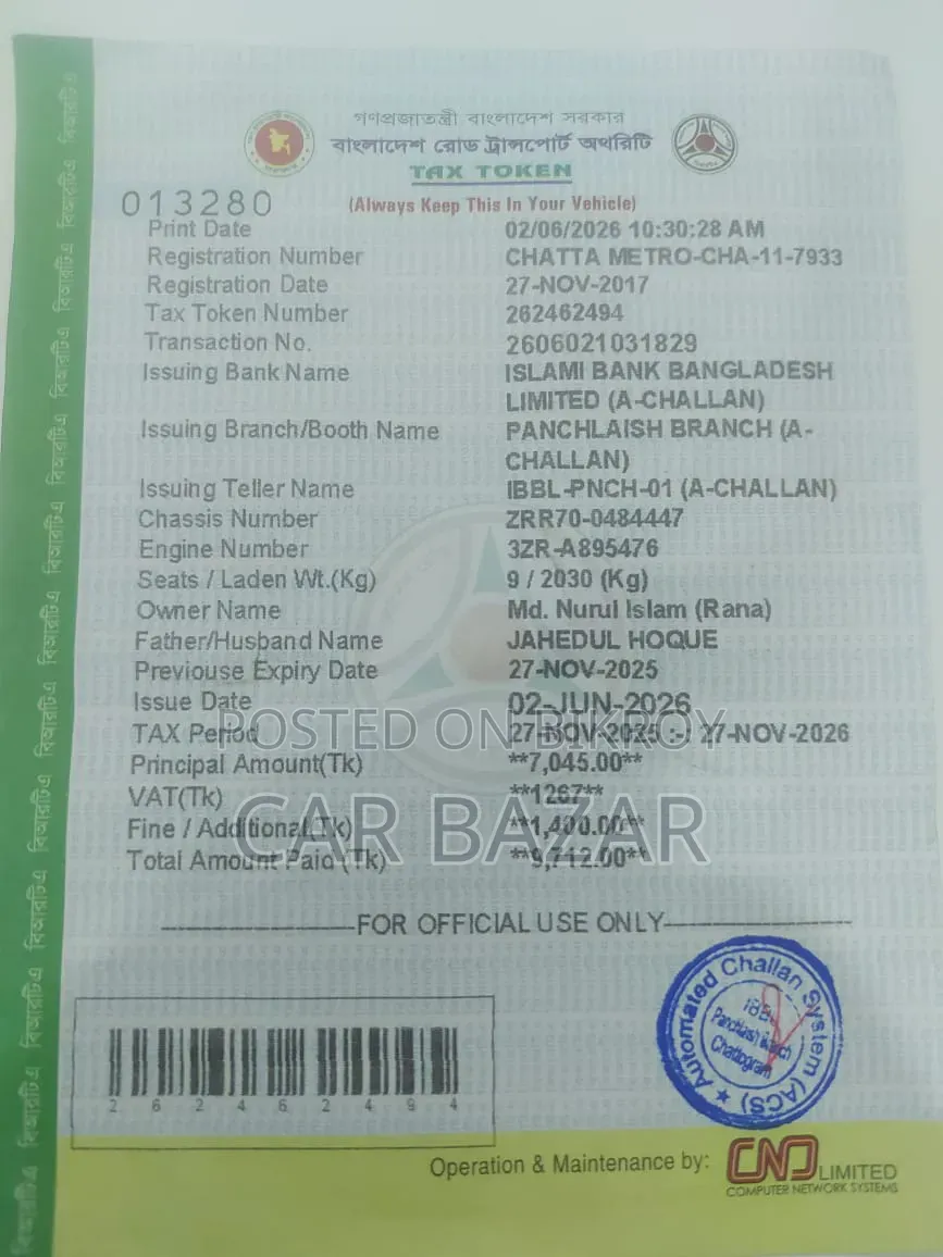 টয়োটা নোয়া ২.০ ১৪৩এইচপি এফডব্লিউডি (৮ সিটার) ২০১২ কালো