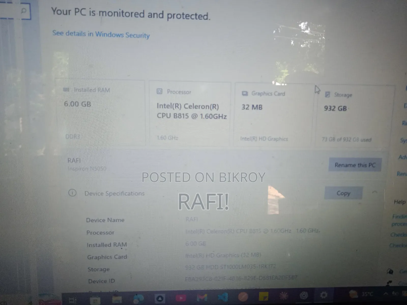 Laptop Dell Inspiron 15 6GB Intel Celeron HDD 1TB