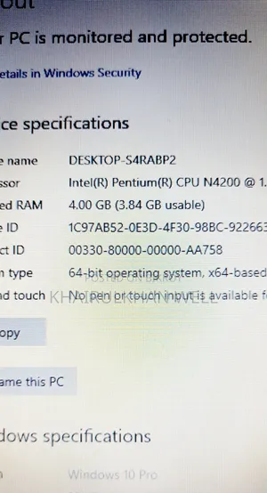 Laptop 4GB Intel Pentium SSD 128GB