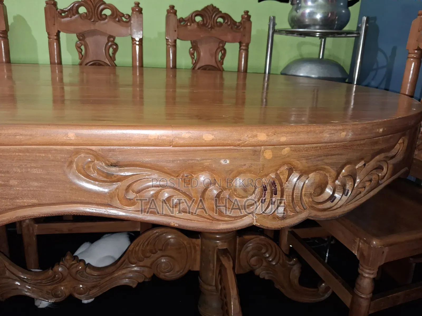 Dining table with six chairs