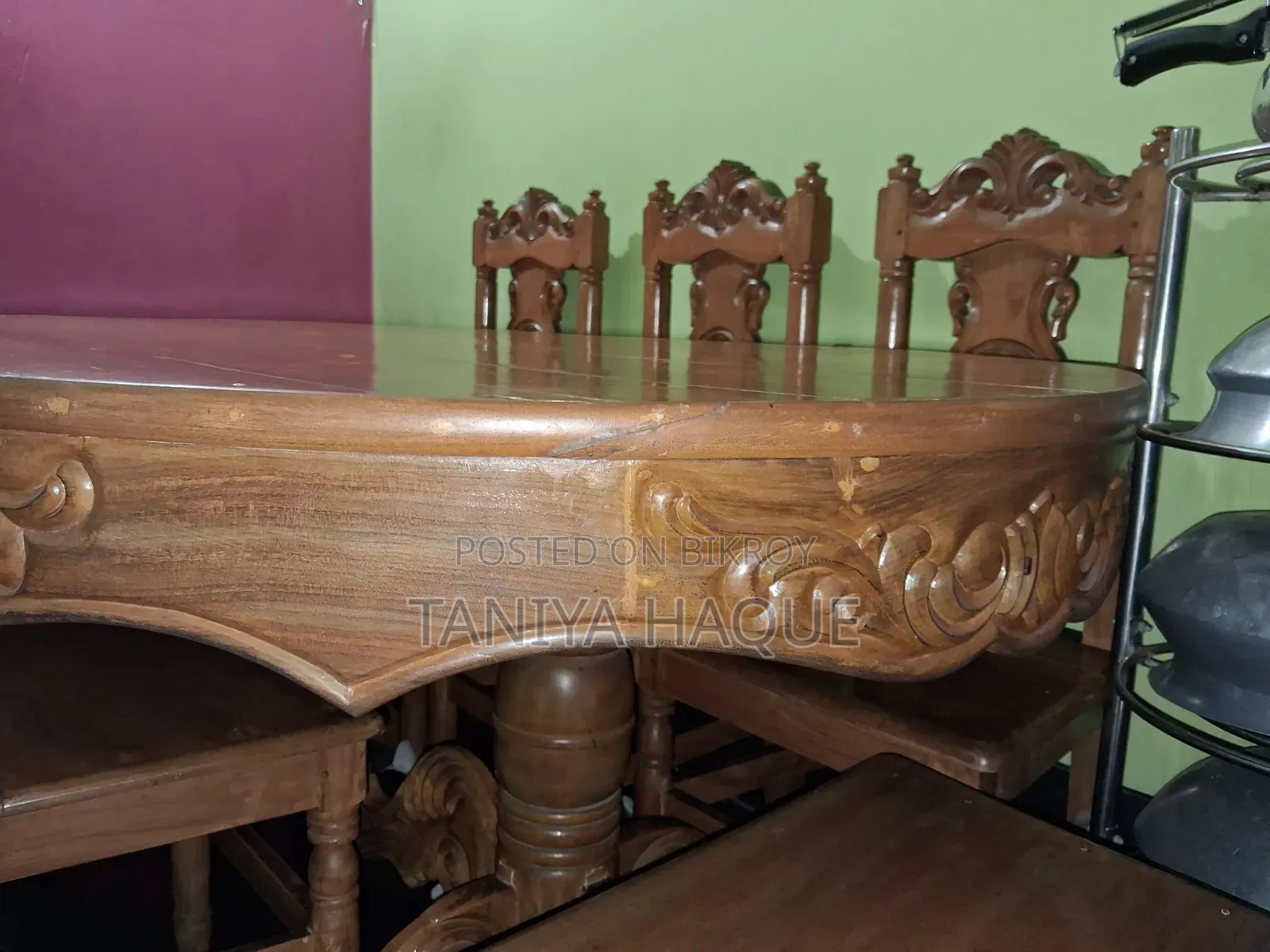 Dining table with six chairs
