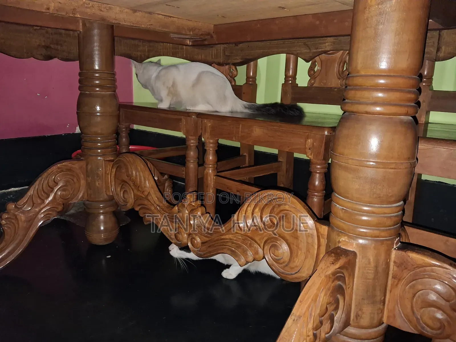 Dining table with six chairs
