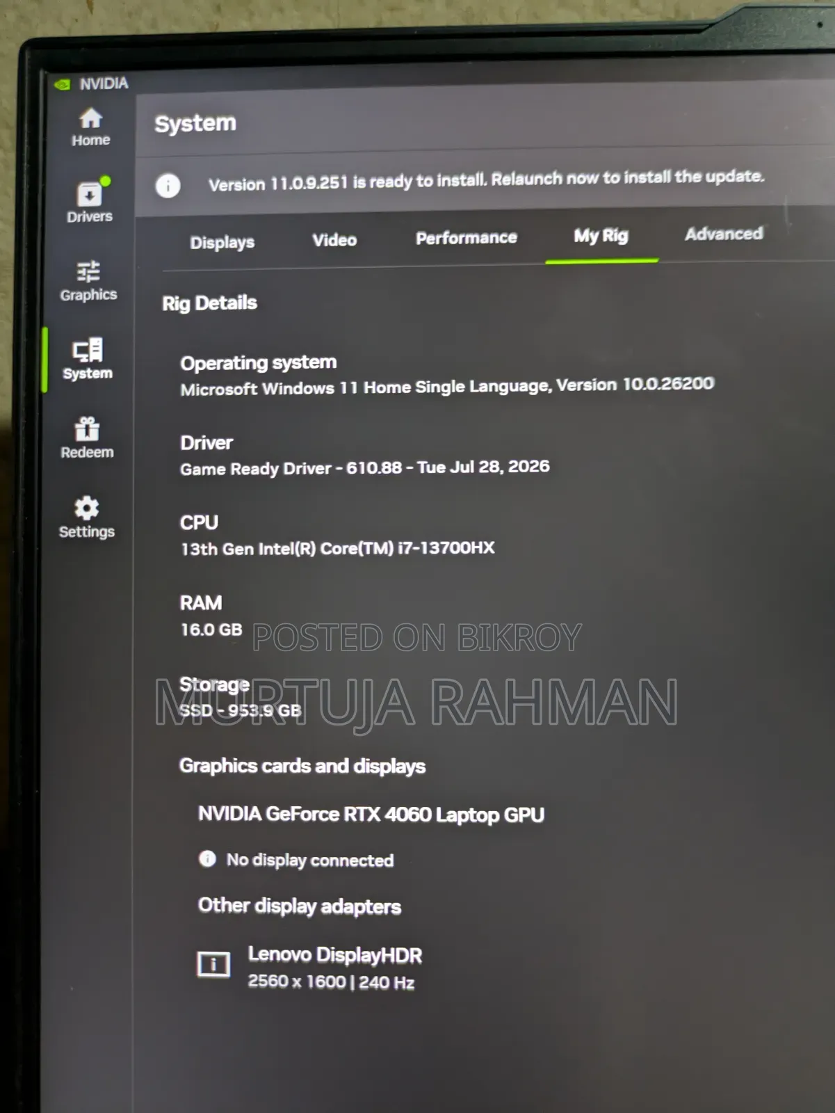 Laptop Lenovo Legion 5i 16GB Intel Core i7 SSD 1T