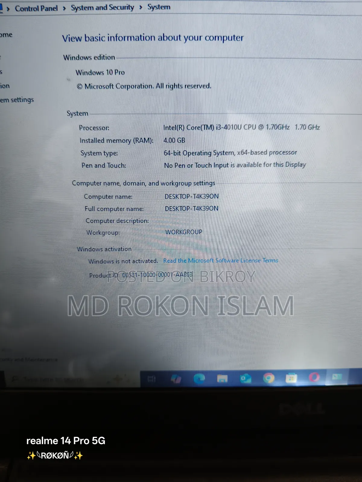Laptop Dell Latitude 3540 4GB RAM Intel Core i3 Processor 512GB SSD