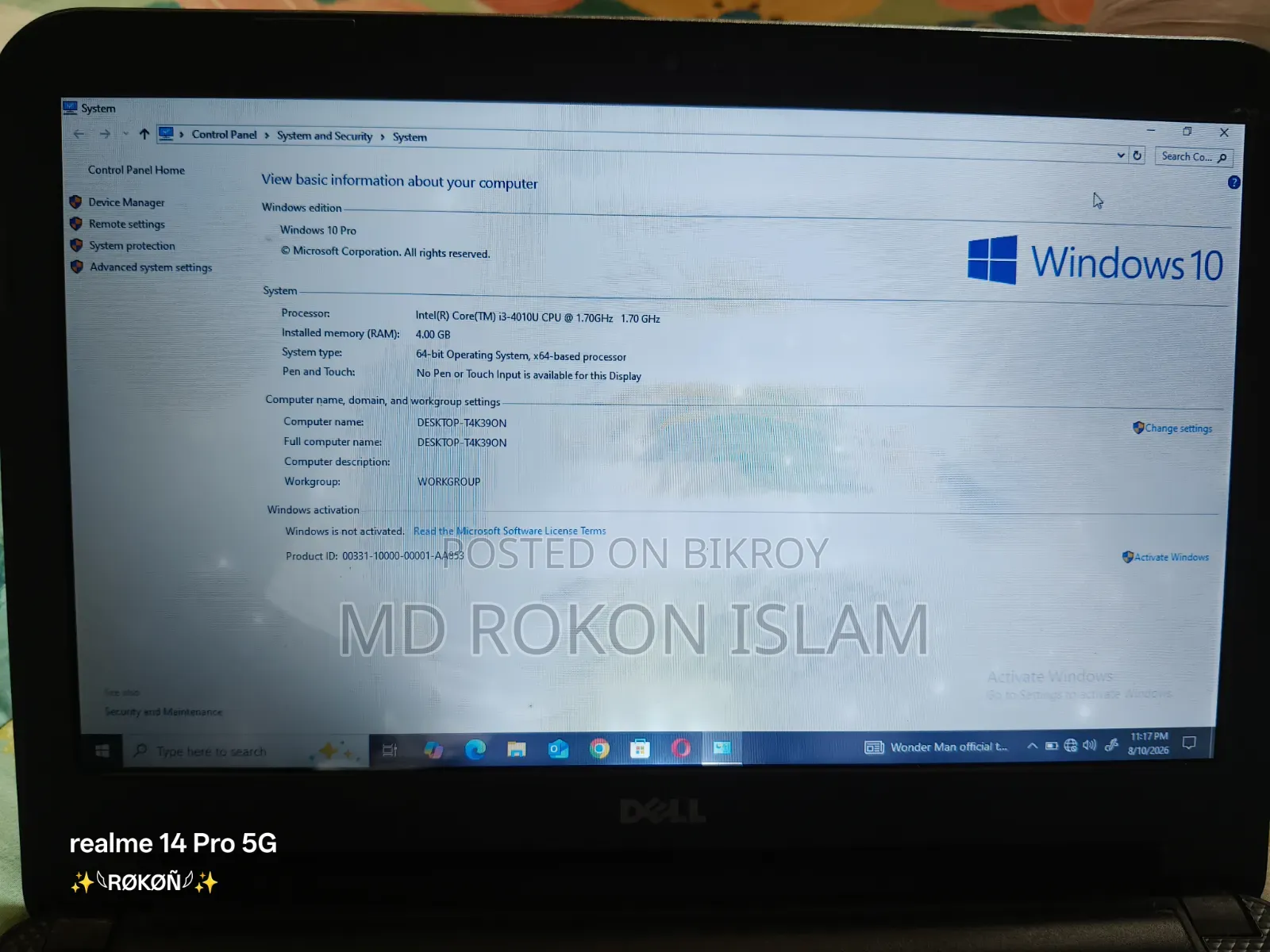 Laptop Dell Latitude 3540 4GB RAM Intel Core i3 Processor 512GB SSD