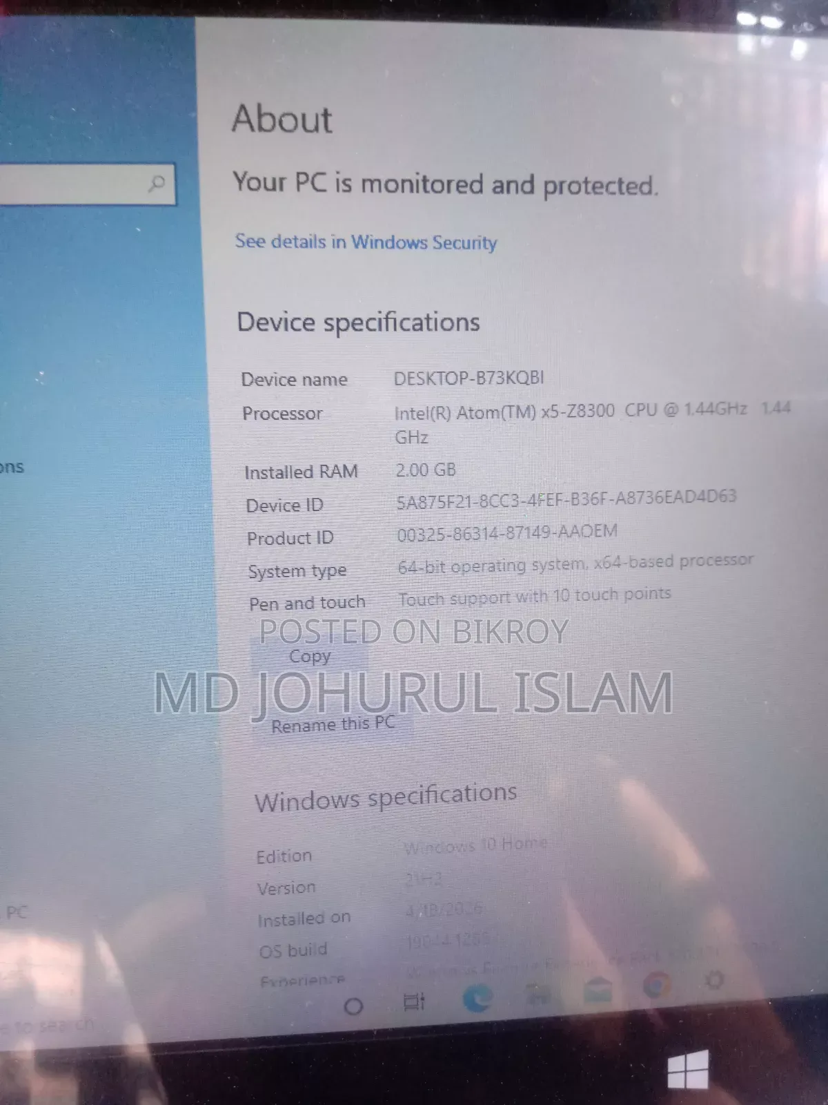 Laptop 2GB Intel Atom SSD 32GB