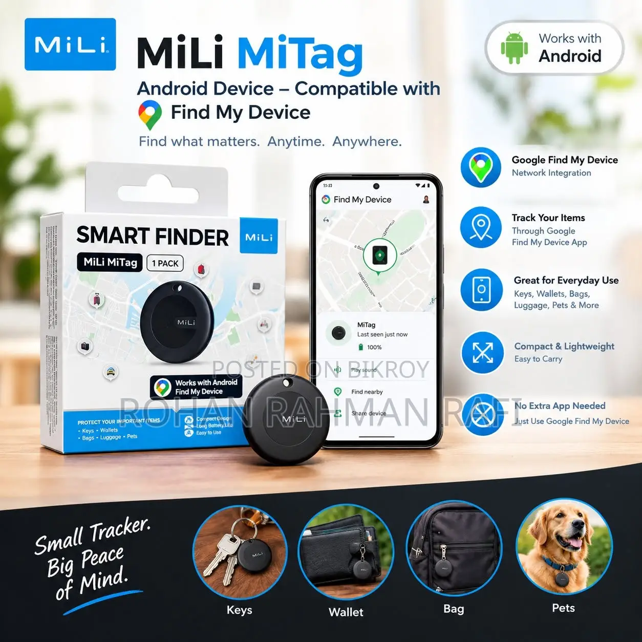 MiLi MiTag অ্যান্ড্রয়েড ডিভাইস – গুগলের ফাইন্ড মাই ডিভাইসের সাথে সামঞ্জস্যপূর্ণ