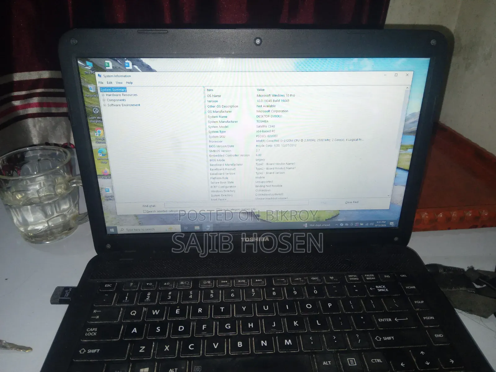 Laptop Toshiba Satellite C840 4GB Intel Core i3 HDD 500GB