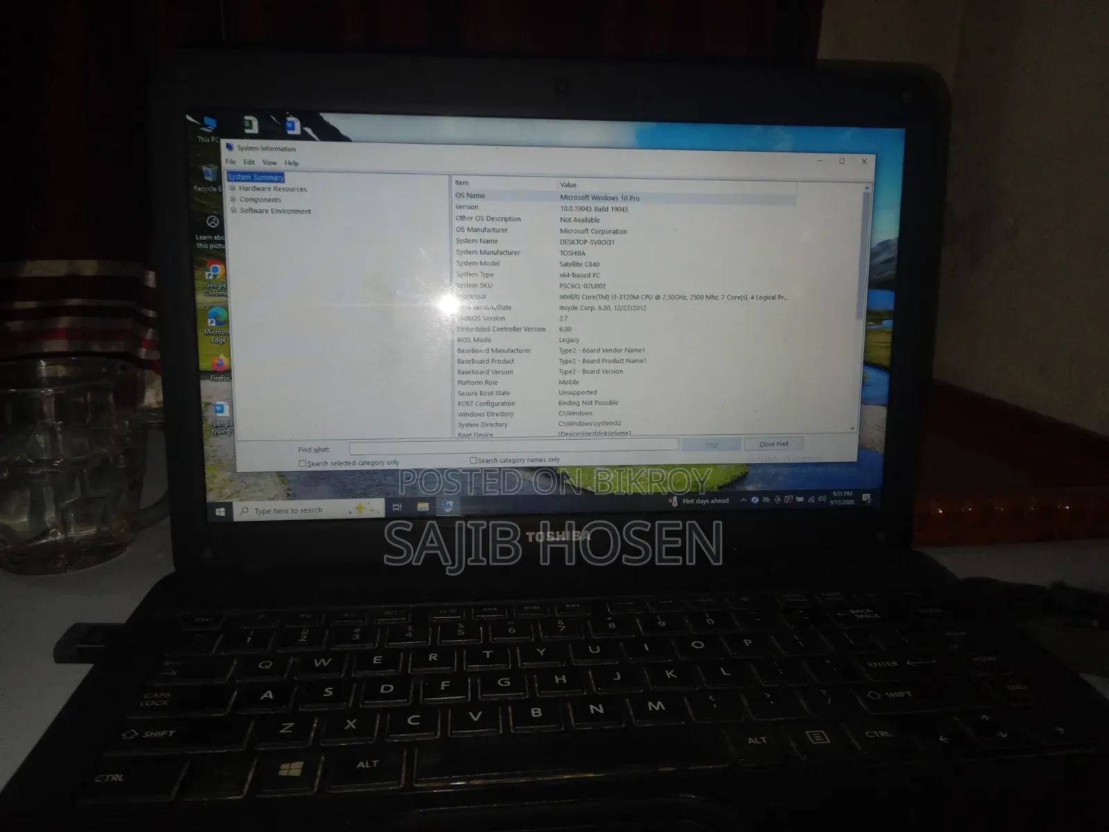 Laptop Toshiba Satellite C840 4GB Intel Core i3 HDD 500GB
