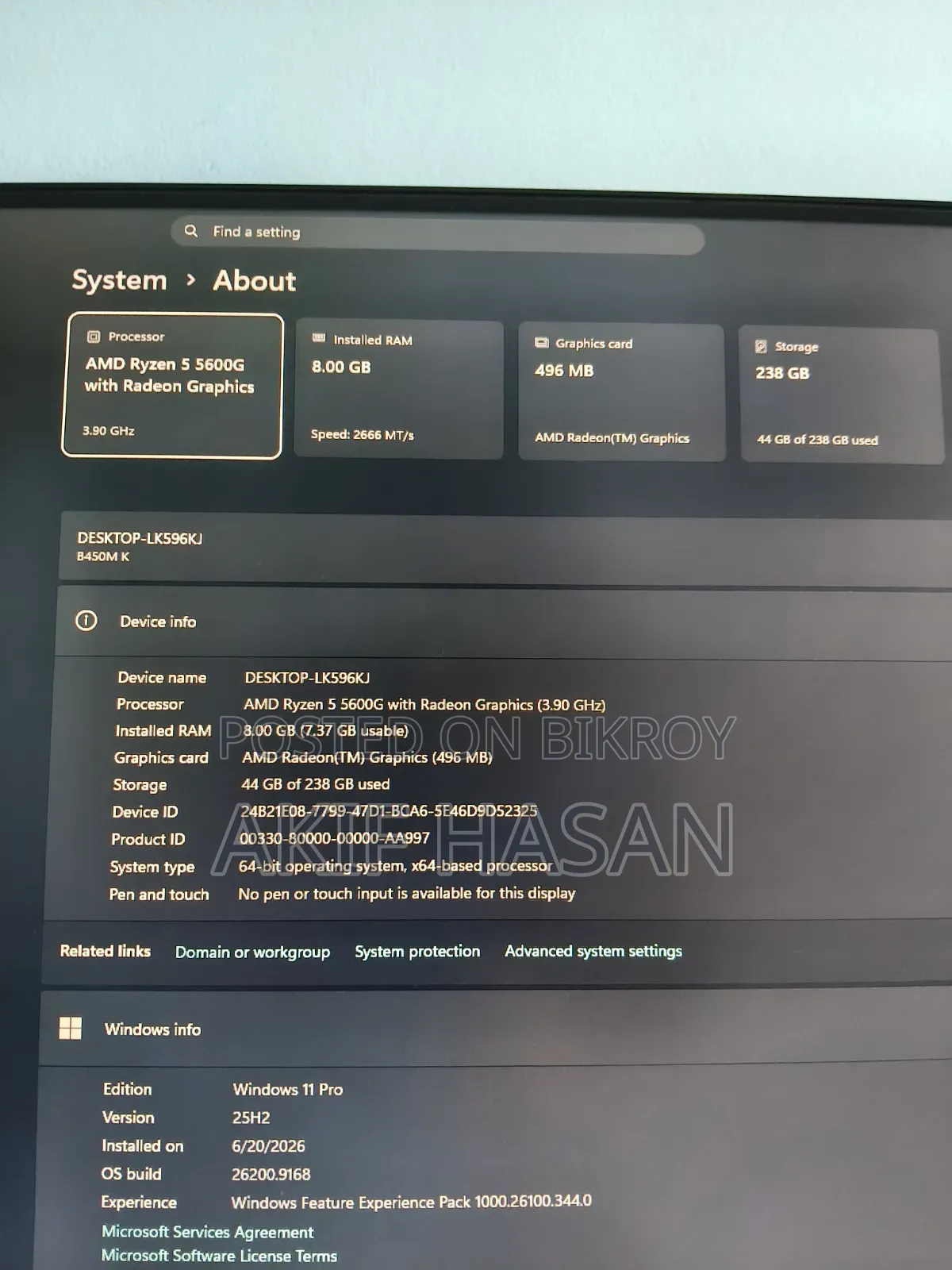 Desktop Computer Gigabyte GA-H110MSTX-HD3-ZK 8GB AMD Ryzen 5 SSD 256GB
