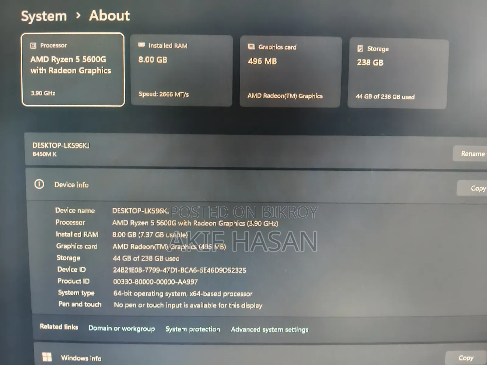 Desktop Computer Gigabyte GA-H110MSTX-HD3-ZK 8GB AMD Ryzen 5 SSD 256GB