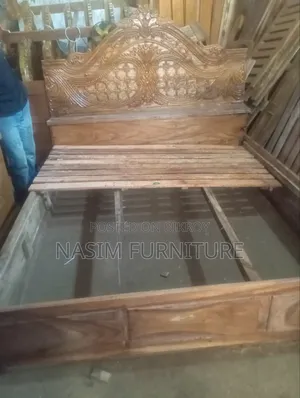 Old Palong Sky Colored Wooden Bed