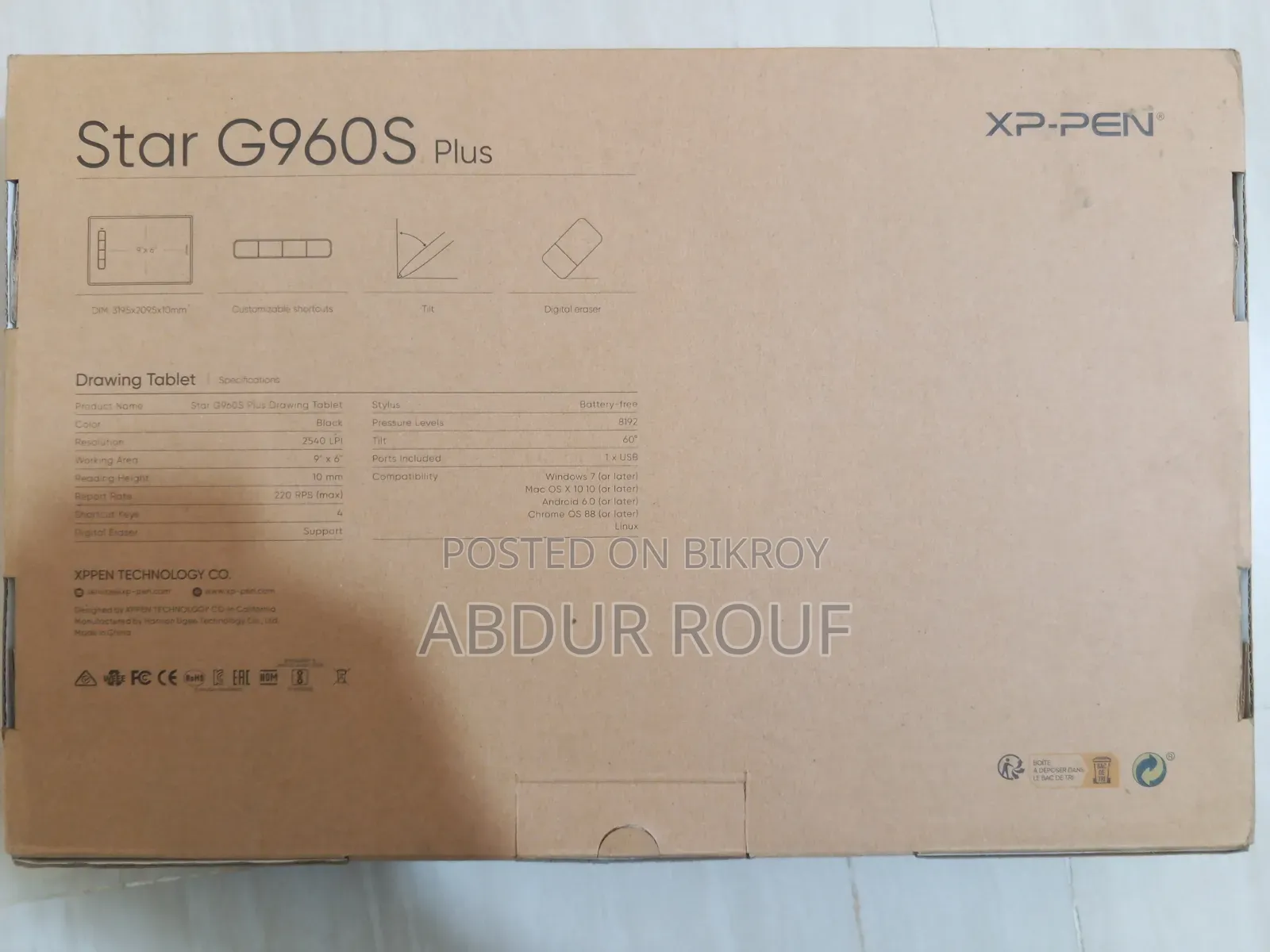Graphics Tab. XP-PEN Star G960S Plus