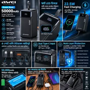 🔋 Awei 50,000mAh Power Bank – Massive Power, Fast Charging
