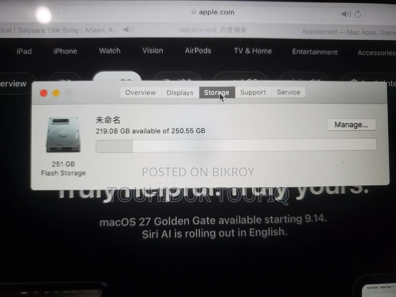 Laptop Apple MacBook Air 8GB Intel Core M3 HDD 256GB