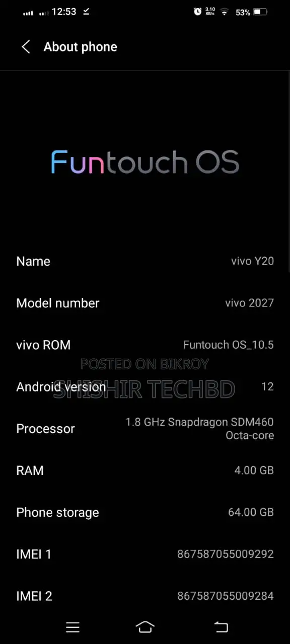 Vivo Y20 64 GB Blue