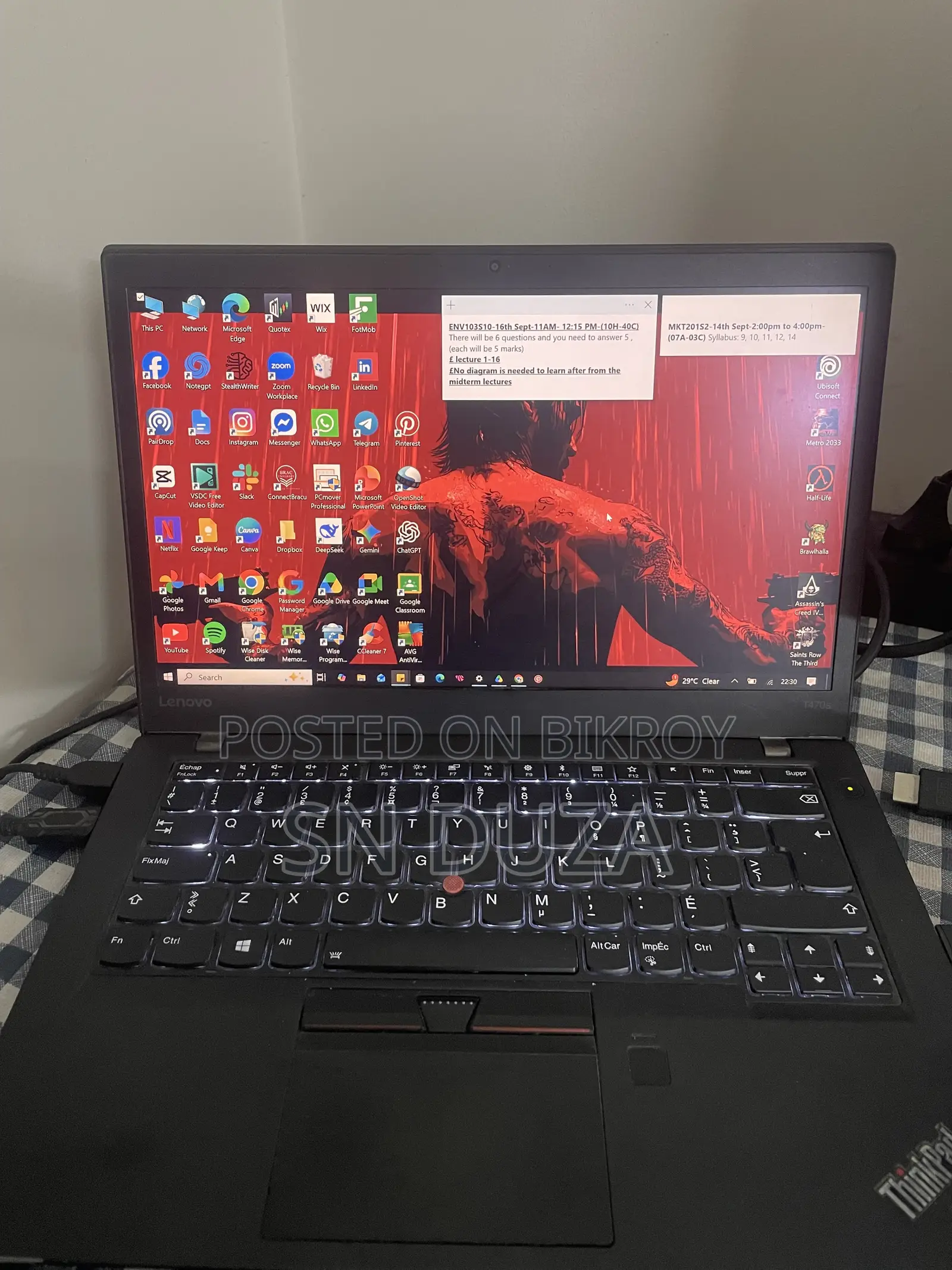 Laptop Lenovo ThinkPad T470s 8GB Intel Core I5 SSD 256GB
