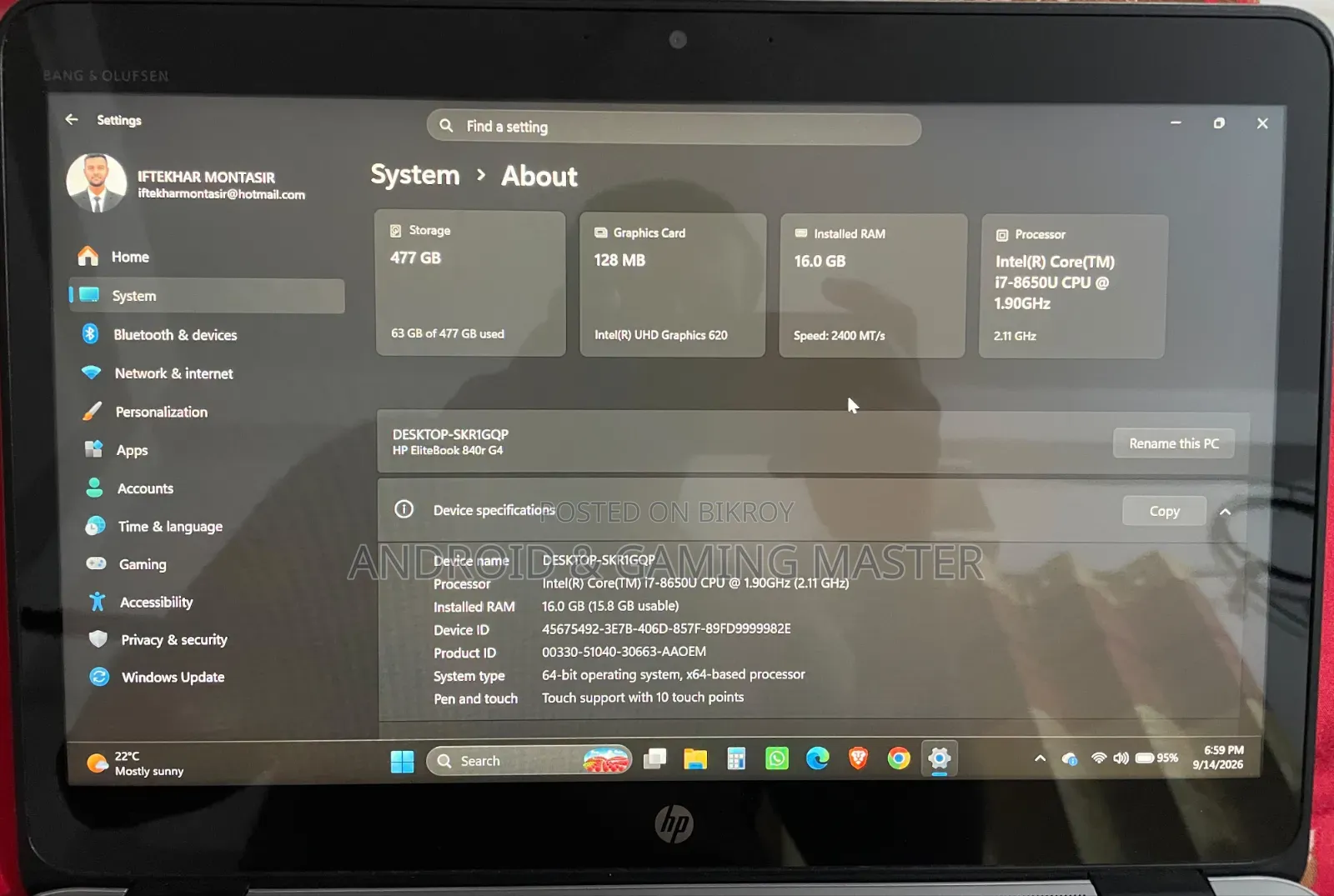 Laptop HP EliteBook 840 G4 16GB Intel Core i7 SSD 512GB