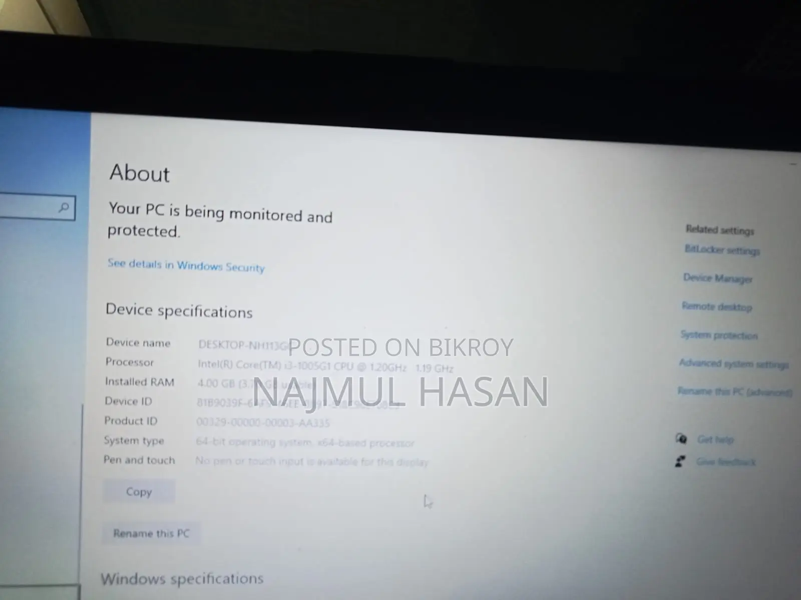Laptop HP 240 G8 4GB Intel Core I3 HDD 1T