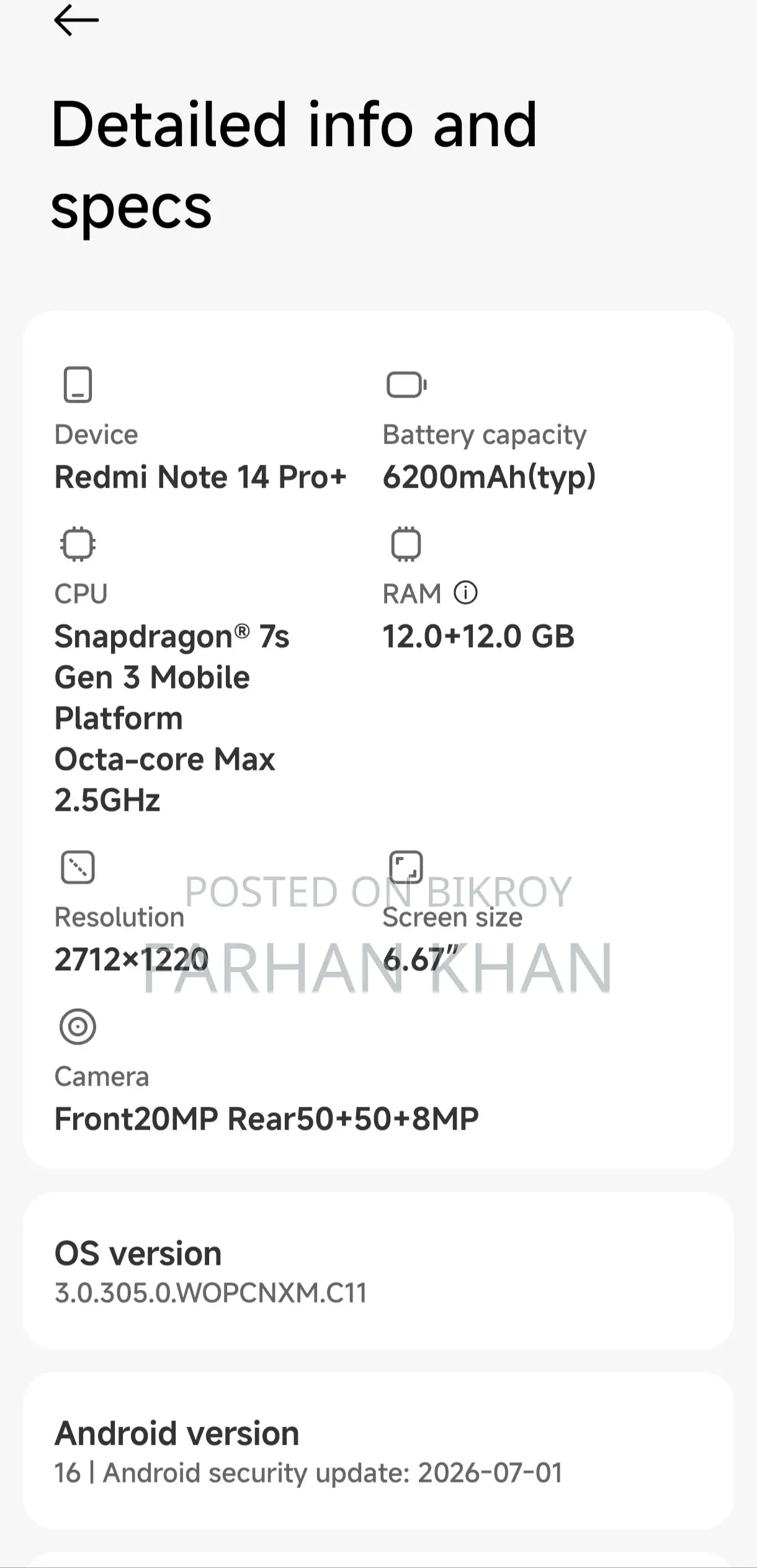 Xiaomi Redmi Note 14 Pro+ 256 GB Black