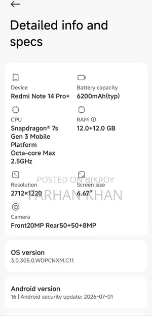 Xiaomi Redmi Note 14 Pro+ 256 GB Black