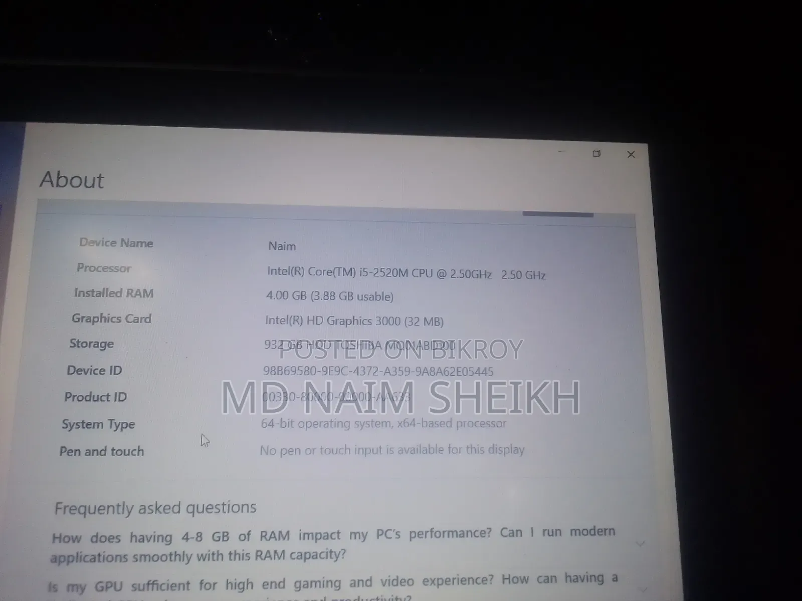 Laptop Dell Latitude E6320 4GB Intel Core i5 HDD+SSD 1TB