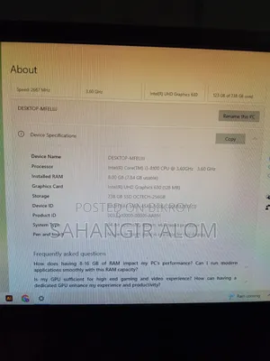 Desktop Computer 8GB Intel Core i3 SSD 256GB