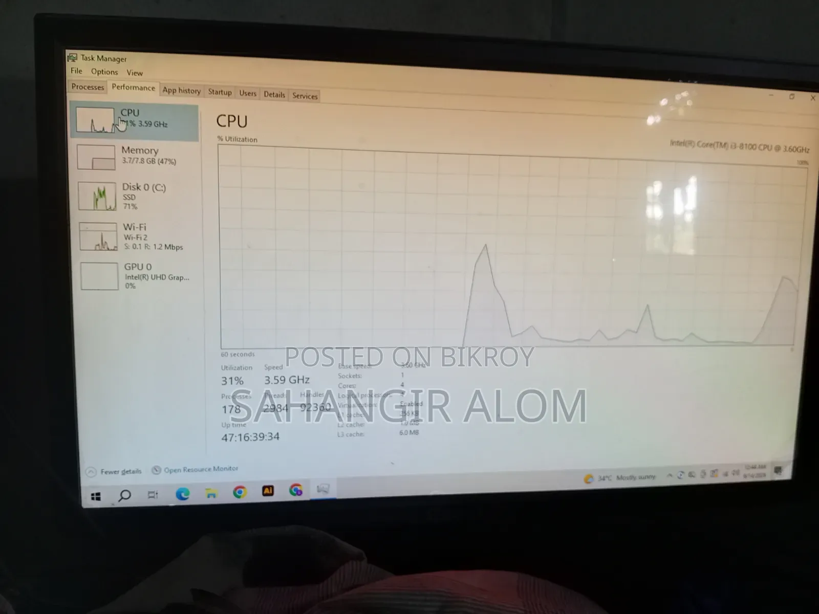 Desktop Computer 8GB Intel Core i3 SSD 256GB