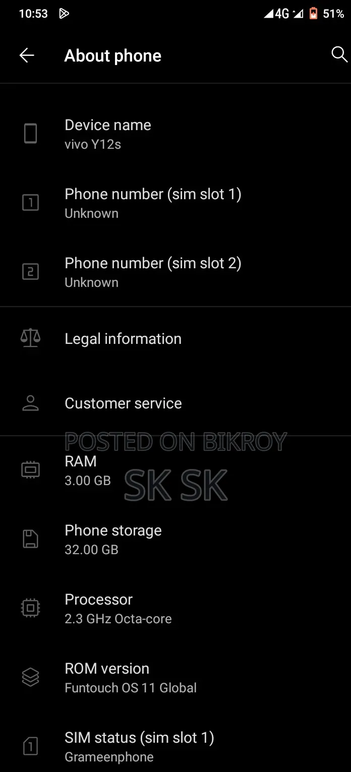 Vivo Y12s 32 GB Blue