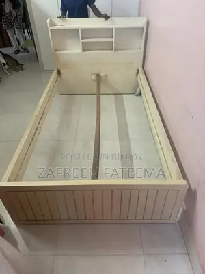 White Bed, Made of Garjon Board, Used for 3-4 Years, With Mattress