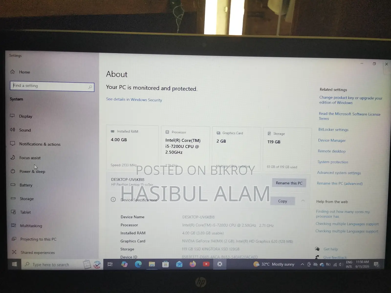Laptop HP Pavilion 15 4GB Intel Core i5 SSD 128GB