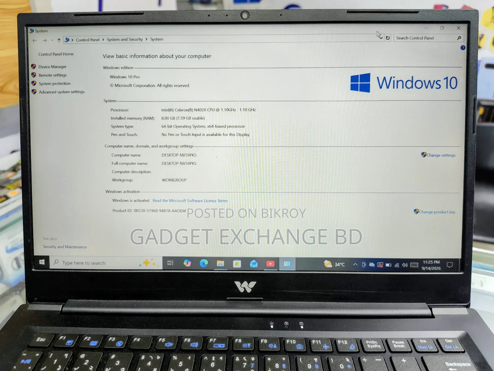 Laptop 8GB Intel Celeron SSD 128GB