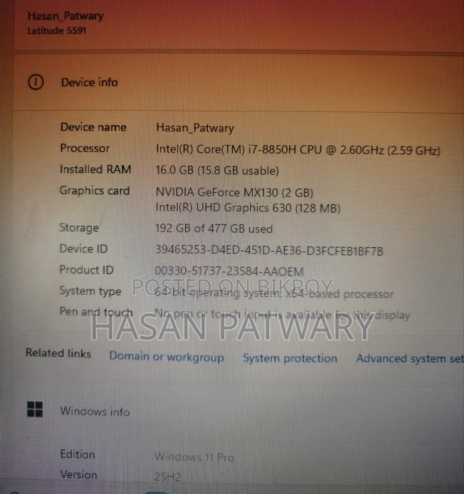 Laptop Dell Latitude 5591 16GB Intel Core i7 SSD 500GB