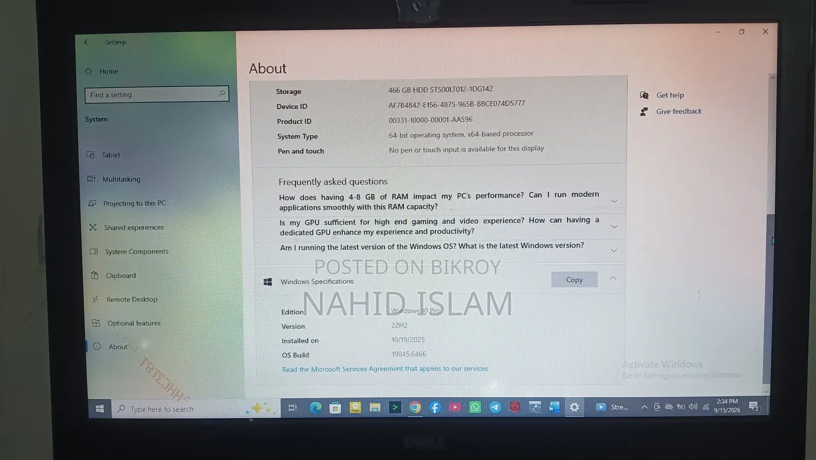 Laptop Dell Inspiron 3542 4GB Intel Core i3 SSD 500GB