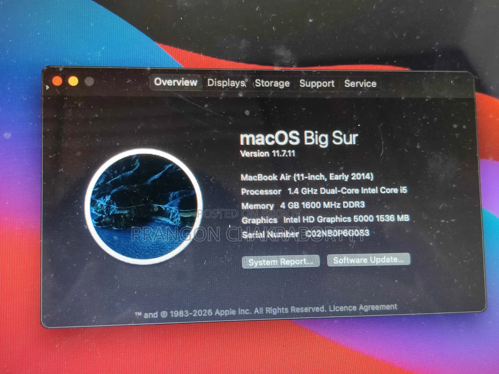 Laptop Apple MacBook Air 2014 4GB Intel Core i5 SSD 128GB