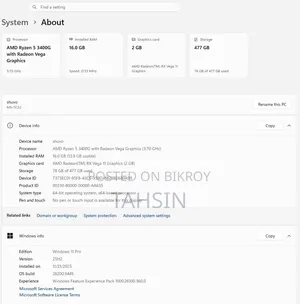 Desktop Computer Microsoft 16GB AMD Ryzen 5 HDD+SSD 500GB