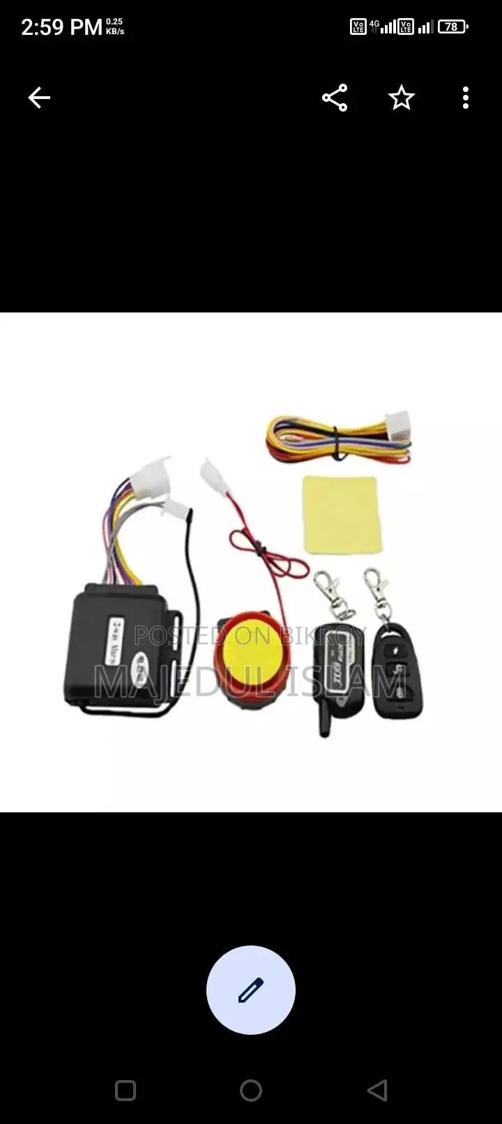 Honda Security Alarm Lock for Bike Anti-Theft Remote Control Engine