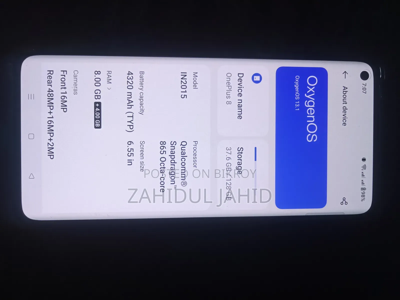 ওয়ানপ্লাস ৮ ১২৮ জিবি রোজ গোল্ড