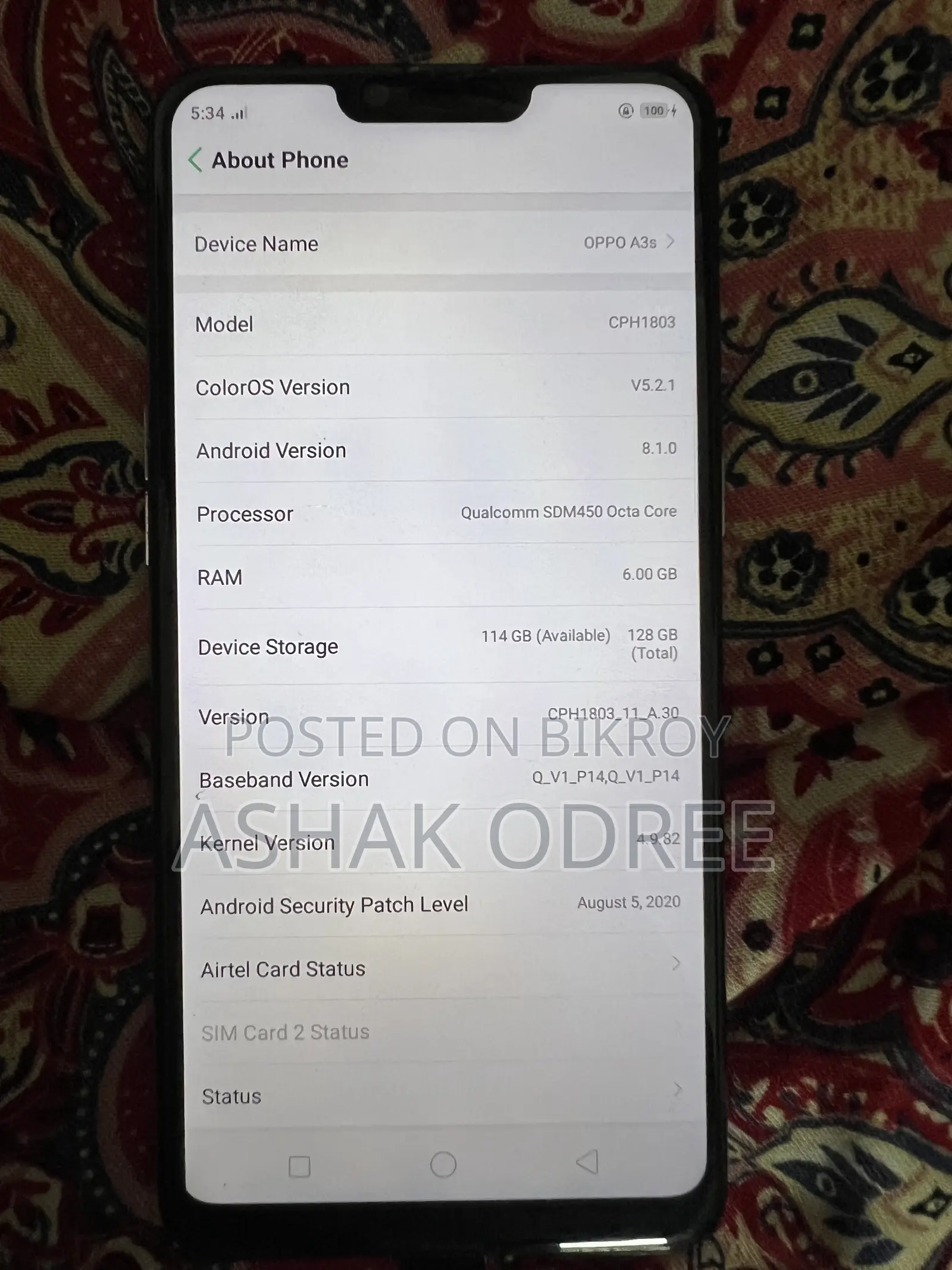 Oppo A3s 256 GB Pink