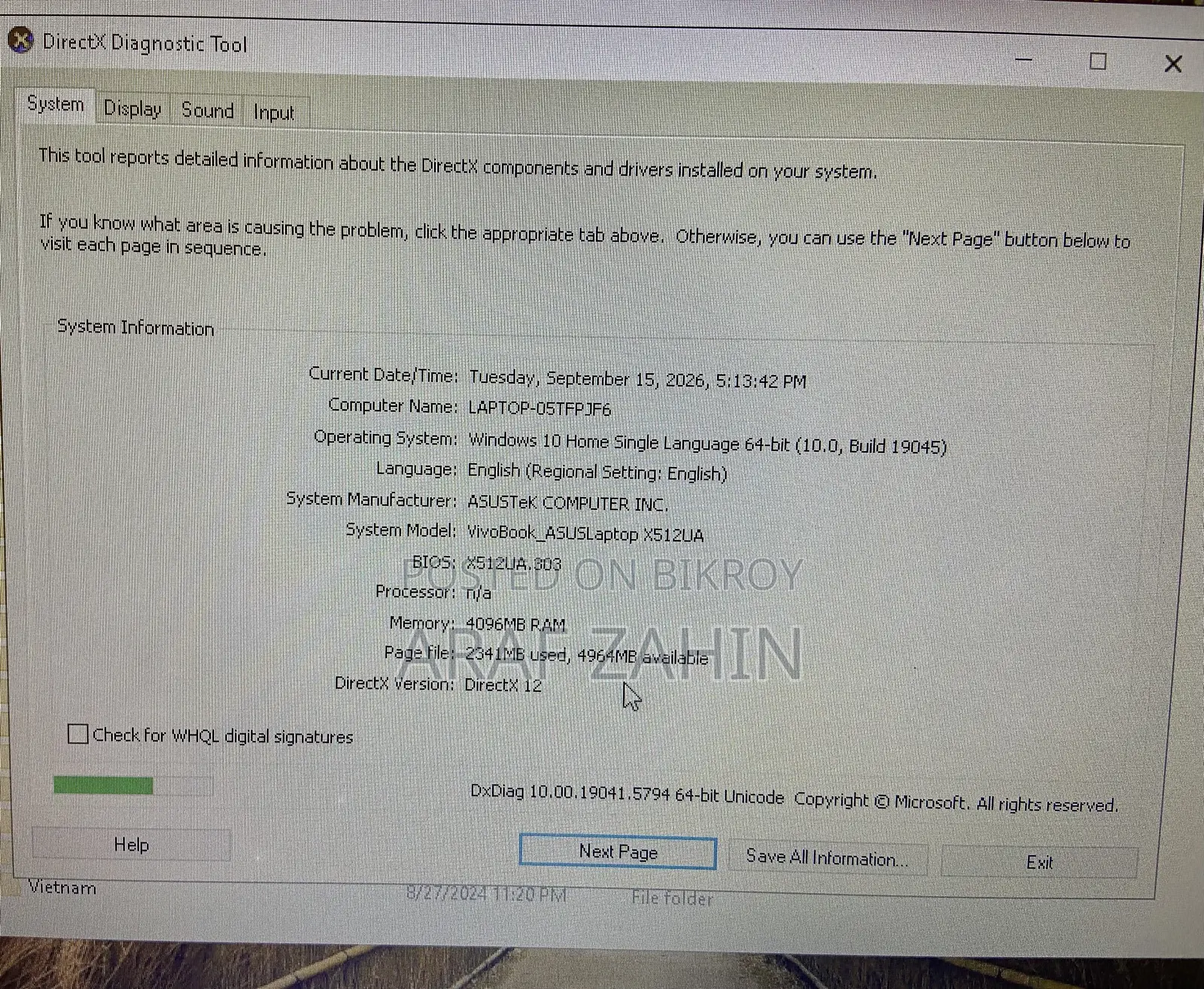 Laptop Asus Vivobook 15 4GB Intel Core i3 HDD 1TB