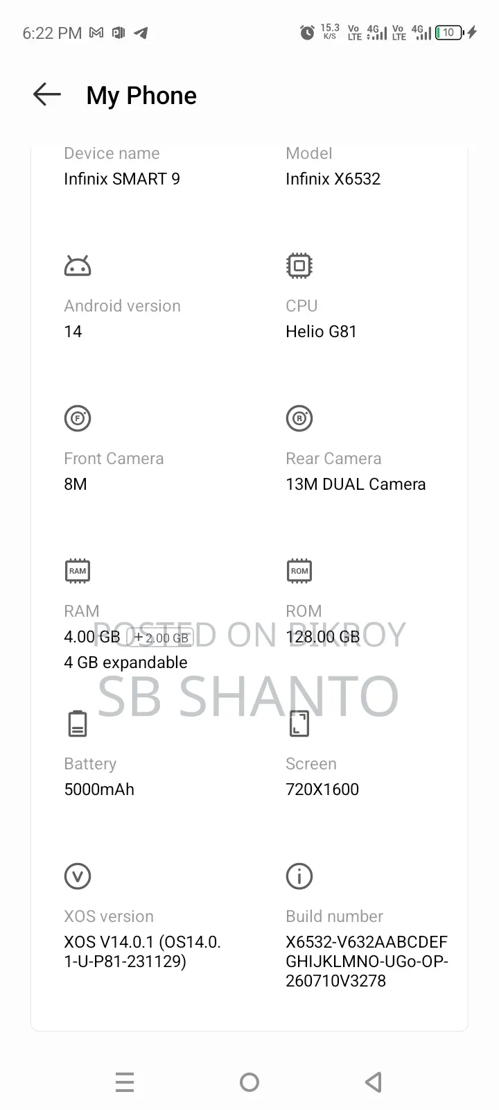 Infinix Smart 9 128 GB Blue