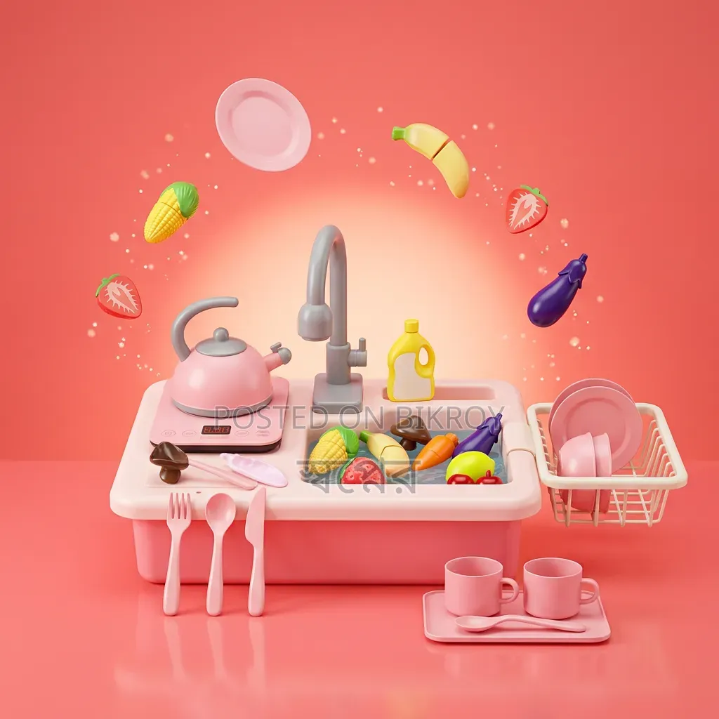 Magic Kitchen Sink Play Set – 30+ Piece Toy Kitchen Set with Real Water Tap