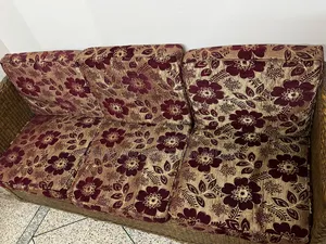 Cane Sofa Set – 3-Seater, with Foam